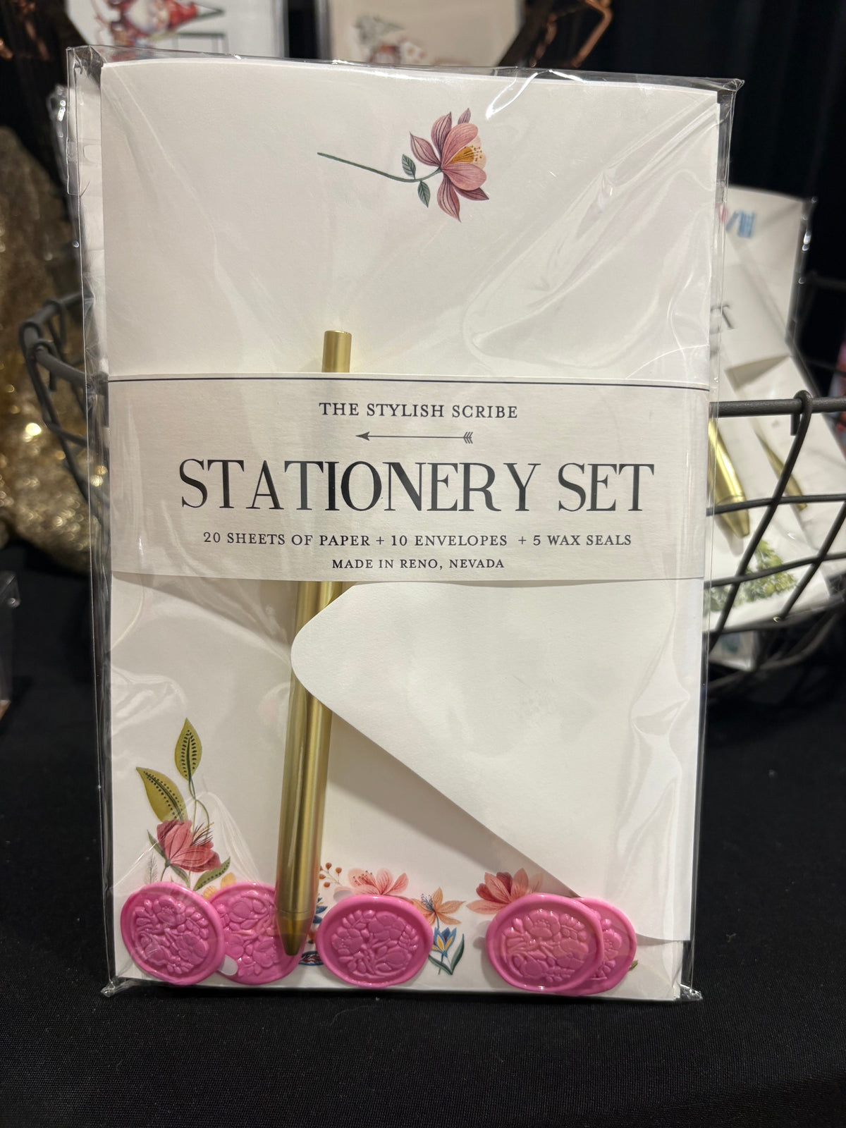 Pink Floral Stationery Set
