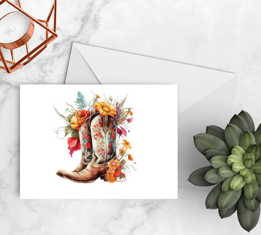Floral Cowboy Boot Notecards
