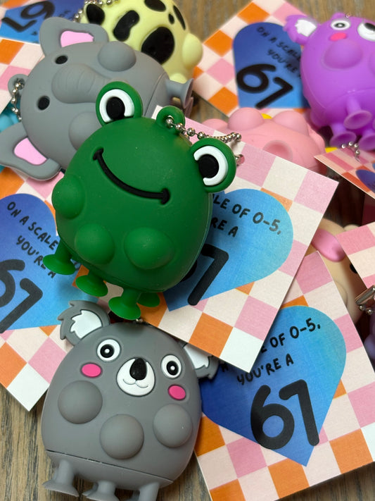 Animal Suction Pop Keychains Valentines