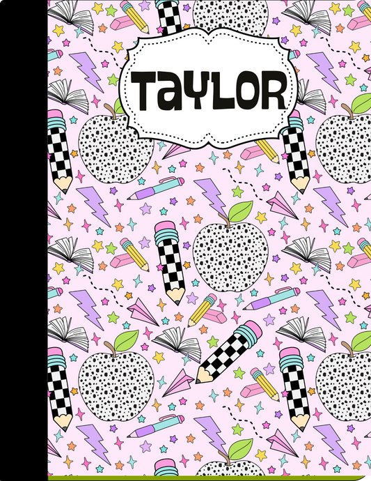 Purple + Pink Checked Composition Notebook - Customized
