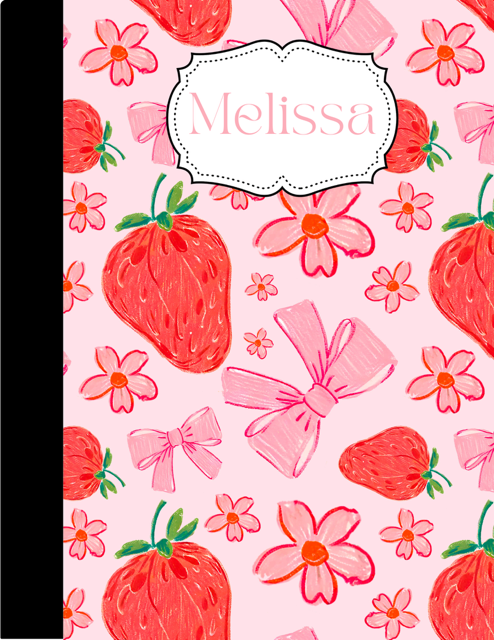 Strawberry + Bows Composition Notebook - Customized