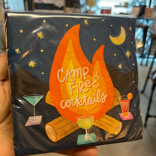 Campfire and cocktails napkins