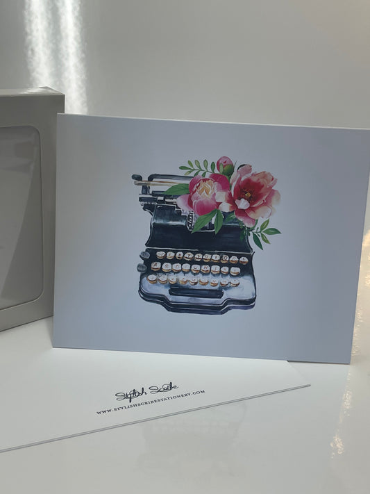 Typewriter Floral Notecards
