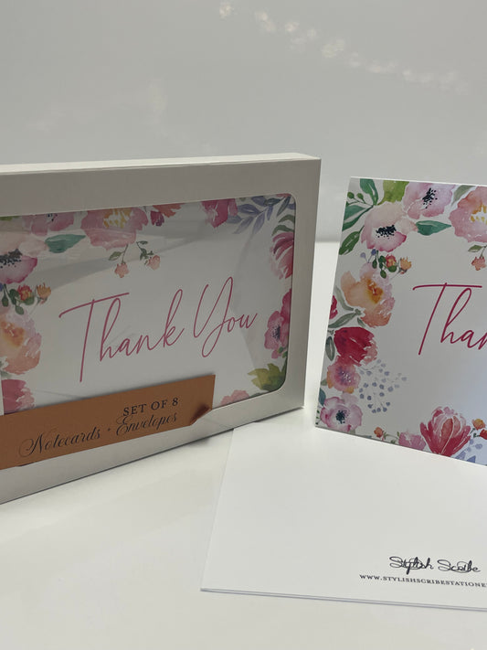 Floral Border Thank You Notecards