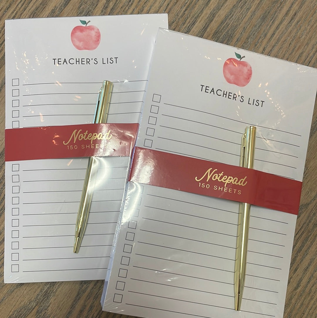 Teachers List Notepad and Pen