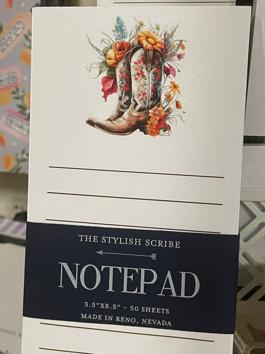 Floral Cowboy Boot notepad