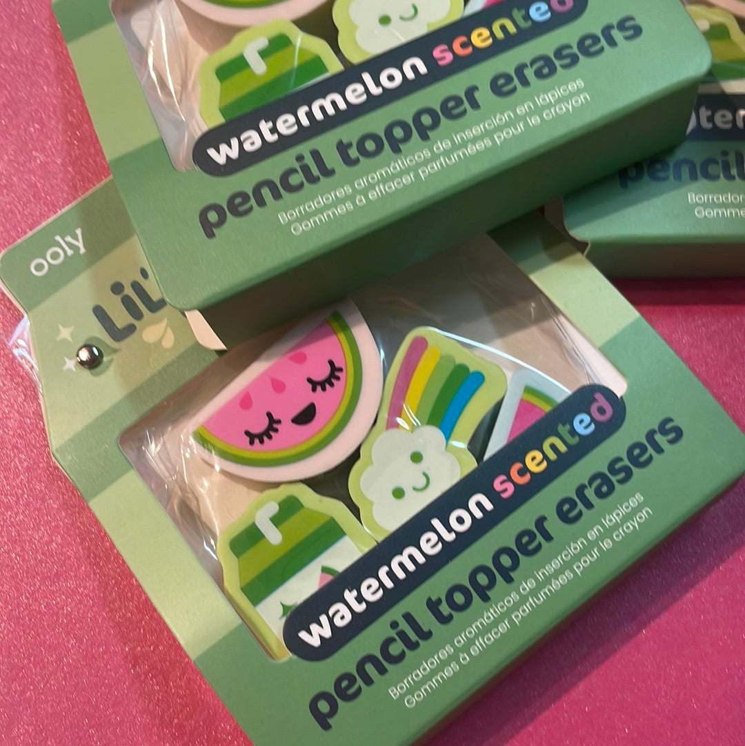 Watermelon scented pencil toppers