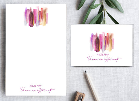 Abstract Purple/Gold Stationery Set