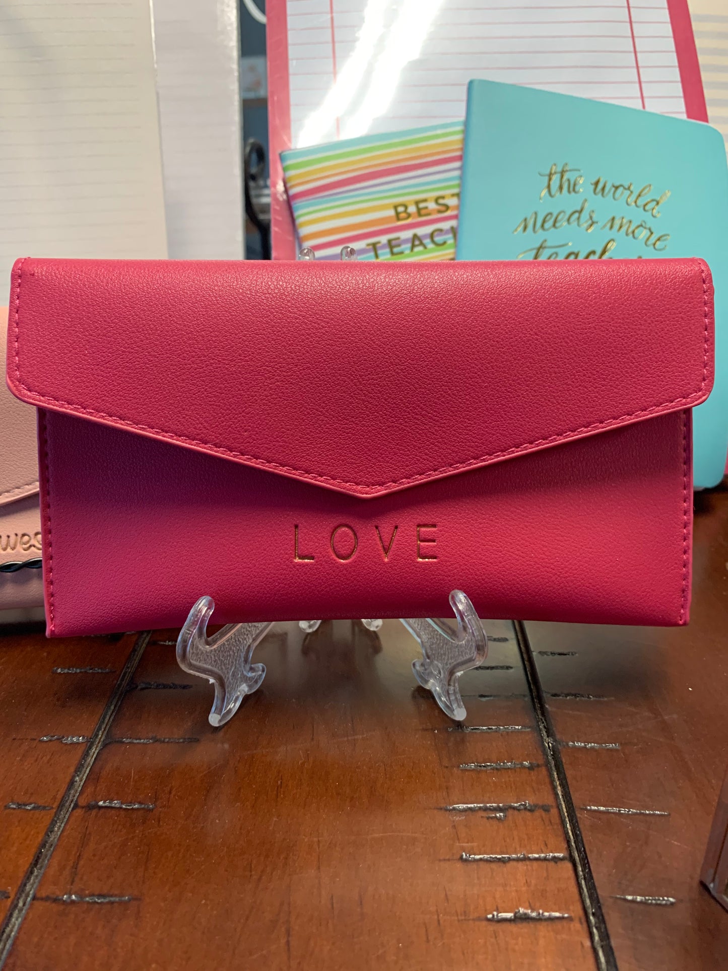 Pink "LOVE" Faux Leather Pouch