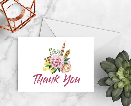 Boho Floral Thank You Notecards