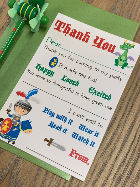 Knight + Dragon Thank you Cards
