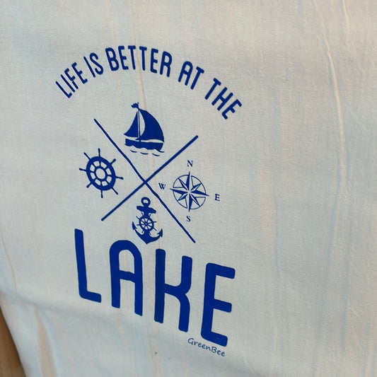 Life is better at the Lake  Tea Towel