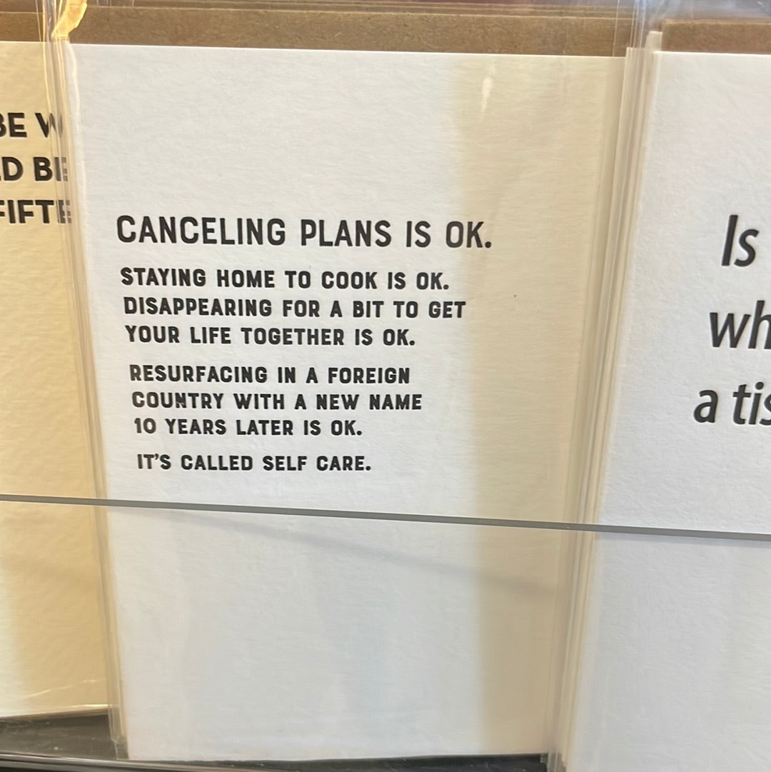 Canceling plans is ok card