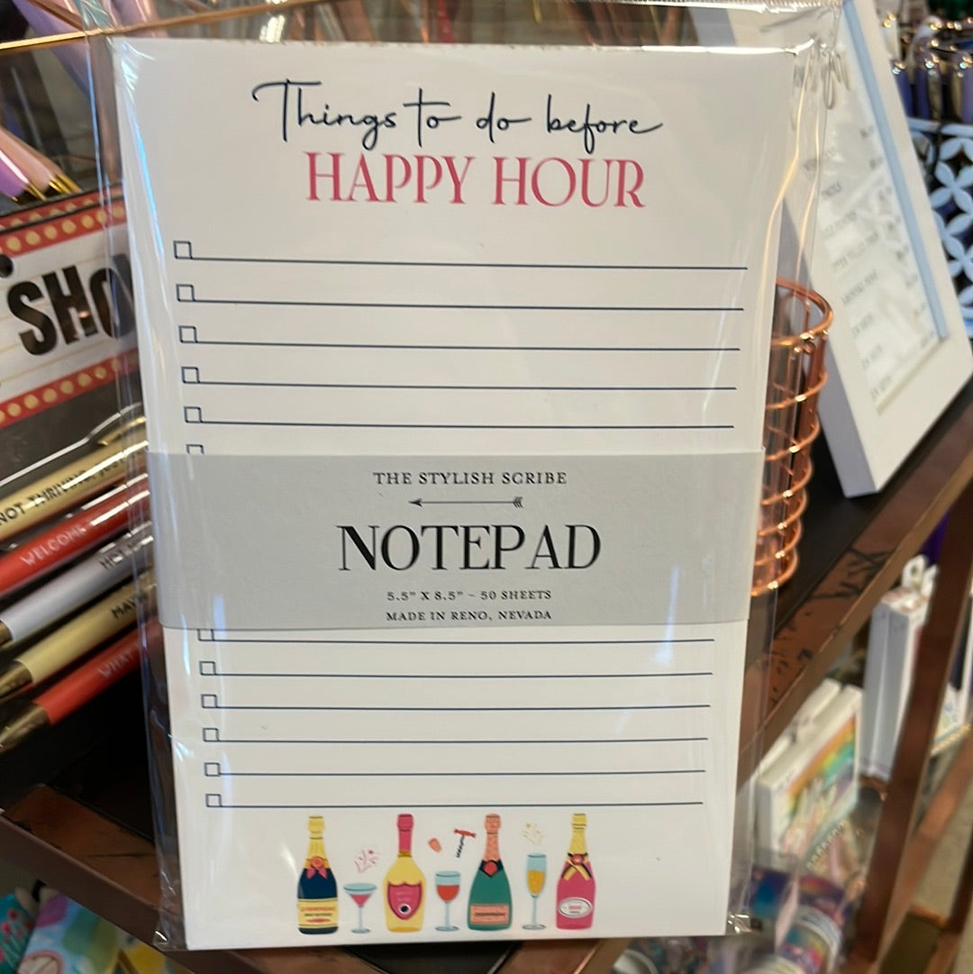 Things to do before Happy Hour Notepad