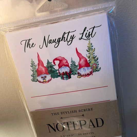 Naughty List Gnome notepad