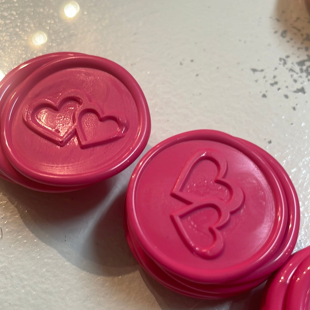 Double Heart Wax Seal Stickers