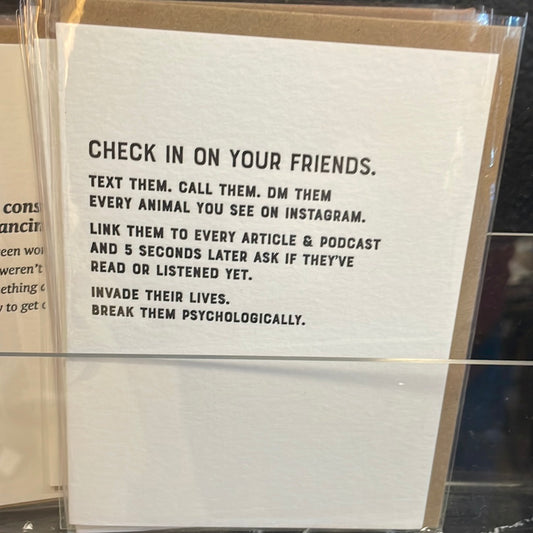 Check on your friends funny card