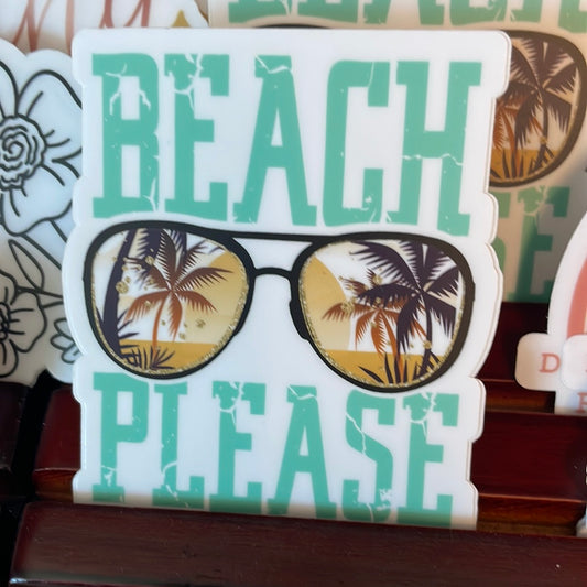 Beach please sticker