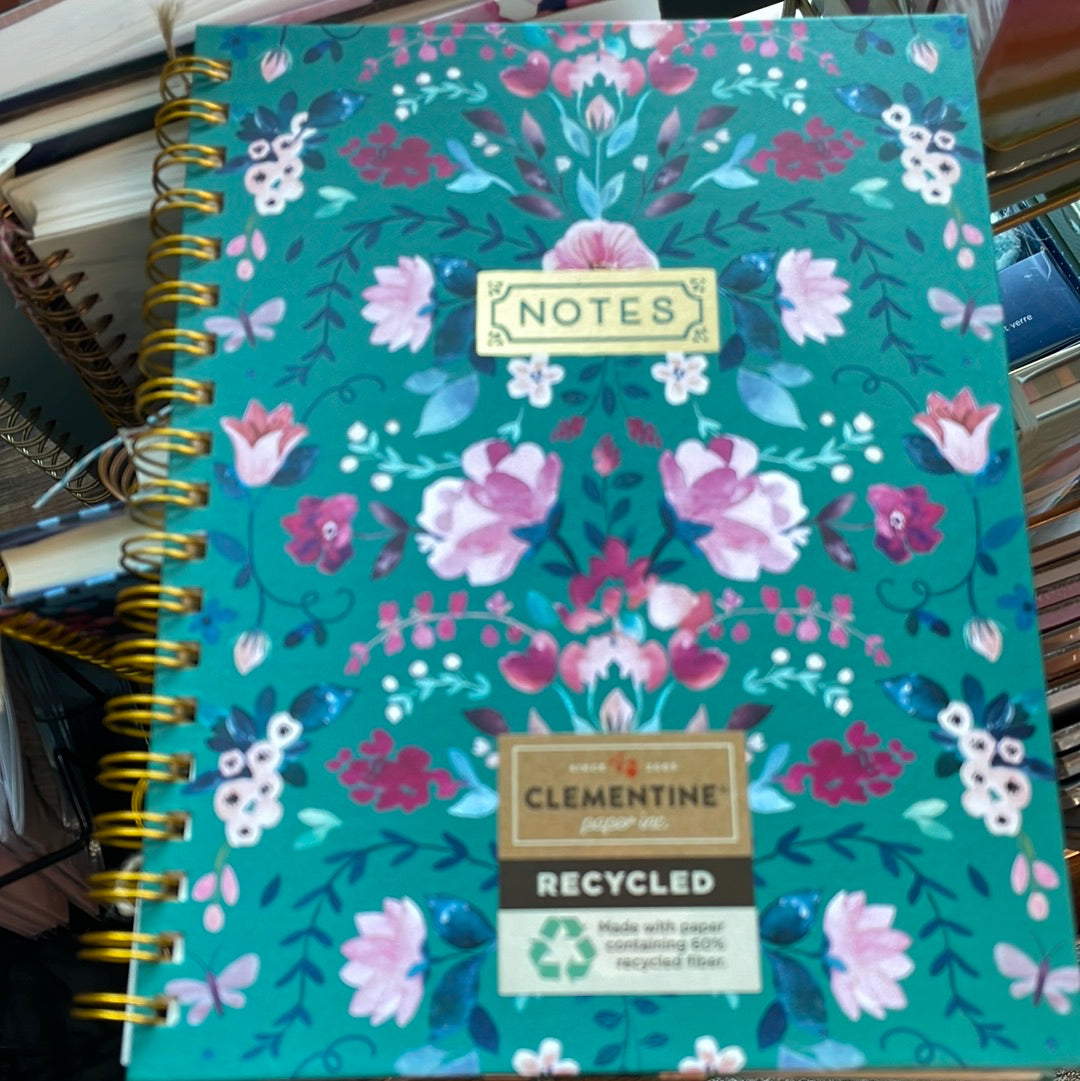 Teal Floral Hardcover notebook