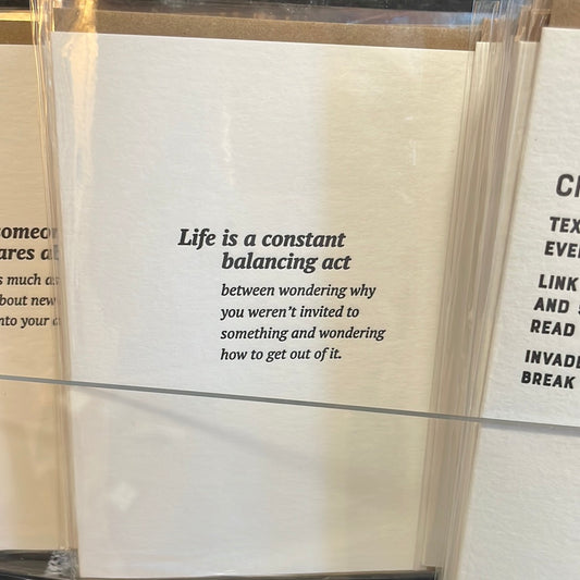 Life is a balance act card