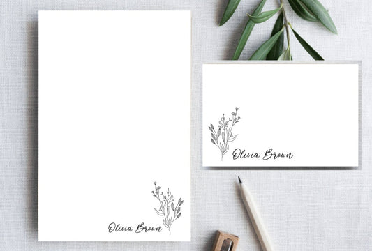 Wildflower Sketch Custom Stationery